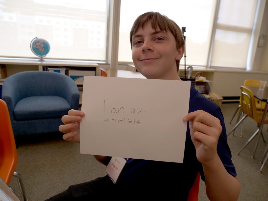 Teen Speaker Alex shares his I AM statement during Speak & Tell! Camp 2019