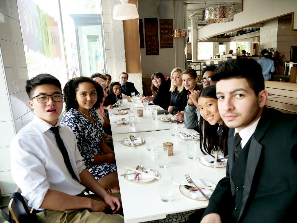 2019 Teen Ambassadors share a meal 